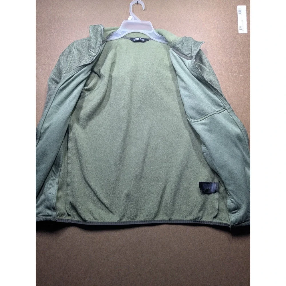 The North Face Mens Full Zip Hooded Fleece Jacket Sage Green Heather Small